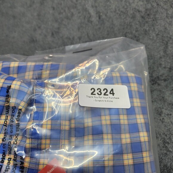 Turtleson Men's Blue Yellow Plaid Button Up Dress Shirt Size L - Picture 14 of 14